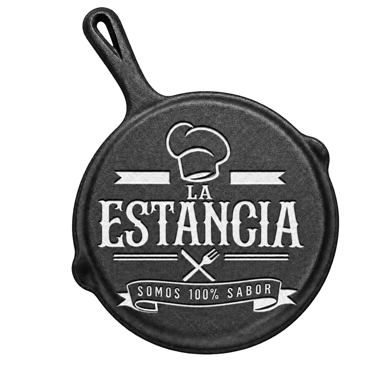Logo final de La Estancia en sartén grafito